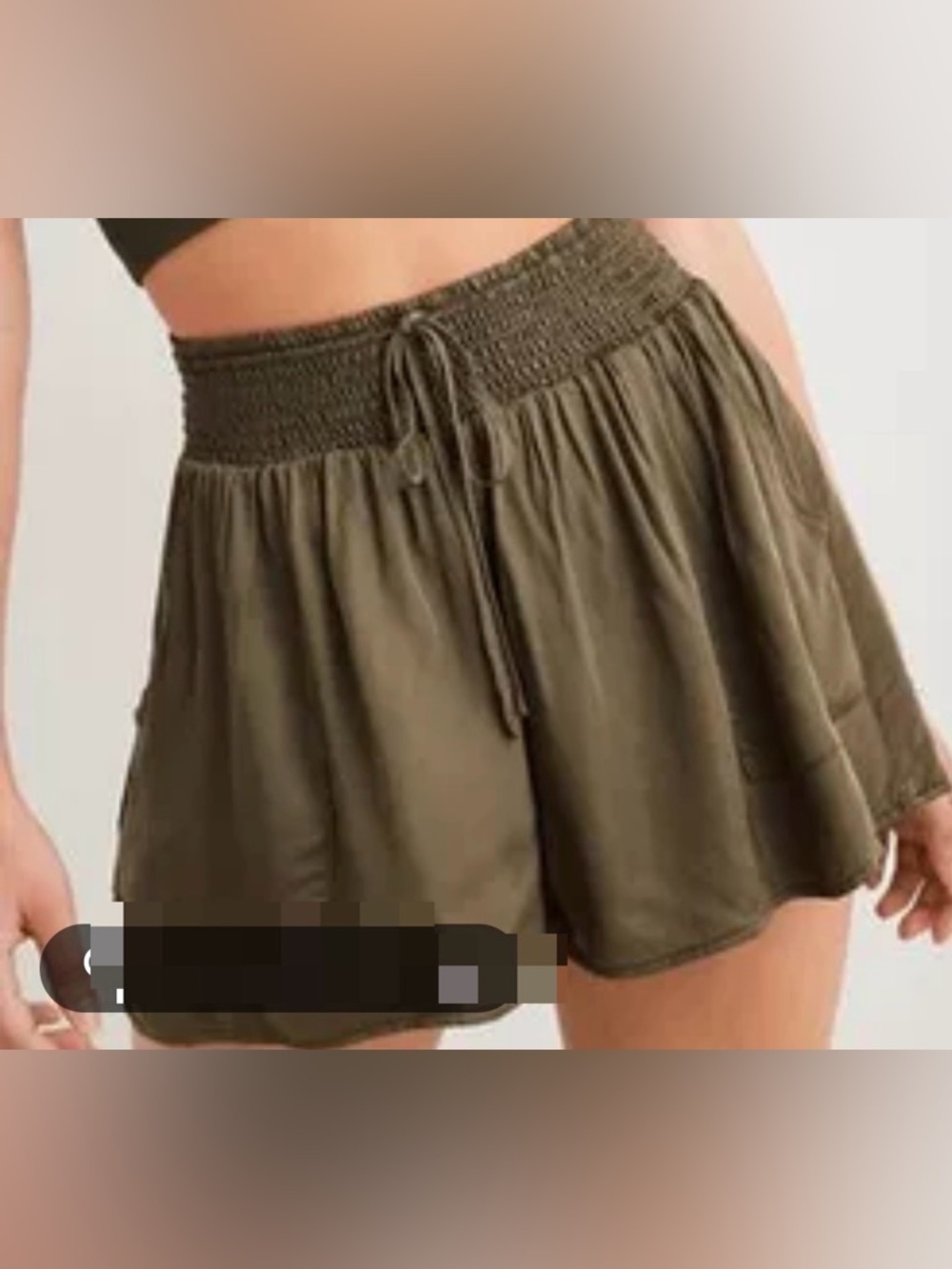 Aerie High-Waisted Shine Shorts olive green Size M